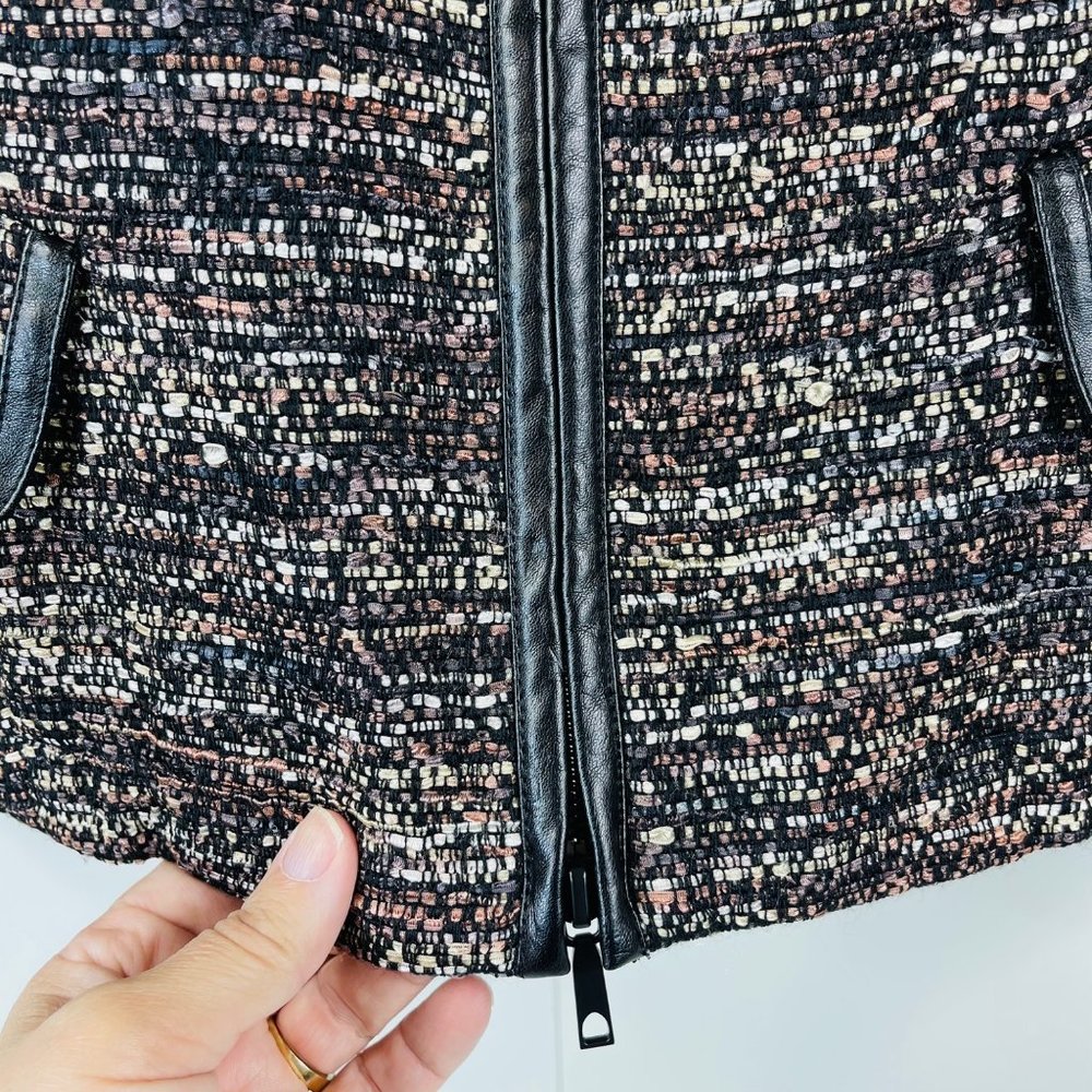 LAFAYETTE 148 Multi-Color Tweed Faux Leather Trim Wool Blend Blazer Jacket SZ 8P - Picture 4 of 14